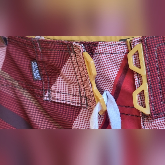 Billabong Board Shorts Mens 36 Swim Trunks Orange Brown Surf Striped Pocket Logo - Picture 3 of 15